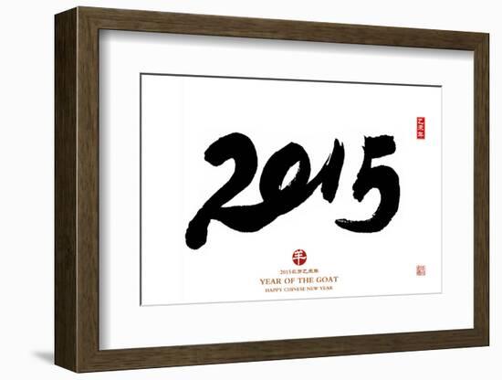 Chinese Calligraphy for Year of the Goat 2015,Seal Mean Good Bless for New Year-kenny001-Framed Photographic Print