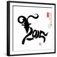 Chinese Calligraphy for Year of the Goat 2015,Seal Mean Good Bless for New Year-kenny001-Framed Photographic Print