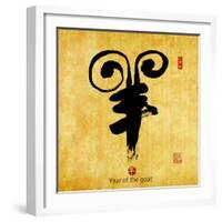 Chinese Calligraphy Mean Year of the Goat 2015,Translation: Good Bless for New Year-kenny001-Framed Photographic Print