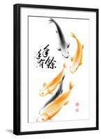 Chinese Carp Ink Painting. Translation: Abundant Harvest Year After Year-yienkeat-Framed Art Print