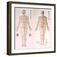 Chinese Chart of Acupuncture Points on a Male Body, 1956-null-Framed Art Print