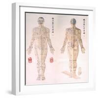 Chinese Chart of Acupuncture Points on a Male Body, 1956-null-Framed Art Print