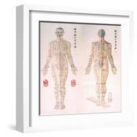 Chinese Chart of Acupuncture Points on a Male Body, 1956-null-Framed Art Print