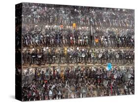 Chinese Conmuters' Bikes are Lined up-null-Stretched Canvas