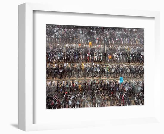 Chinese Conmuters' Bikes are Lined up-null-Framed Photographic Print