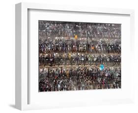 Chinese Conmuters' Bikes are Lined up-null-Framed Photographic Print