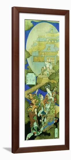 Chinese Courtesan Yang Guifei Meeting Luo Gongyuan on a Cloud Outside the Moon Palace-Totoya Hokkei-Framed Premium Giclee Print