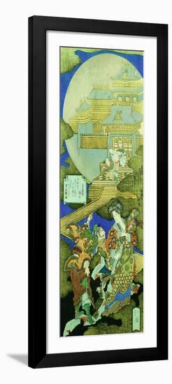 Chinese Courtesan Yang Guifei Meeting Luo Gongyuan on a Cloud Outside the Moon Palace-Totoya Hokkei-Framed Giclee Print