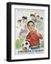 Chinese Cultural Revolution Poster of a Boy with a Soccer Ball-null-Framed Giclee Print