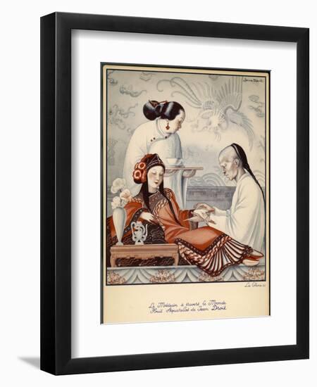 Chinese Doctor Feels the Pulse of an Aristocratic Patient with Exceedingly Long Finger Nails-Jean Droit-Framed Art Print