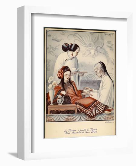 Chinese Doctor Feels the Pulse of an Aristocratic Patient with Exceedingly Long Finger Nails-Jean Droit-Framed Art Print