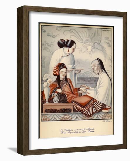 Chinese Doctor Feels the Pulse of an Aristocratic Patient with Exceedingly Long Finger Nails-Jean Droit-Framed Art Print