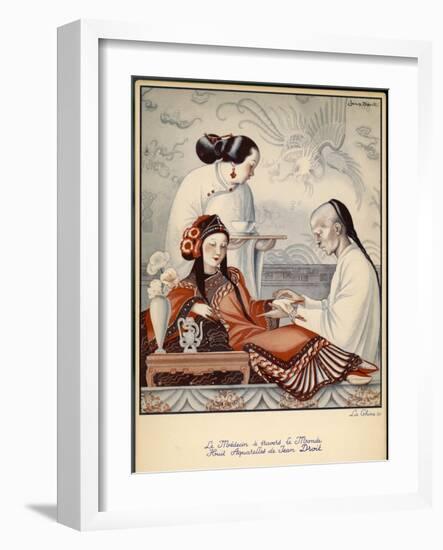 Chinese Doctor Feels the Pulse of an Aristocratic Patient with Exceedingly Long Finger Nails-Jean Droit-Framed Art Print