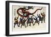 Chinese Dragon Dance, Japanese Wood-Cut Print-Lantern Press-Framed Art Print