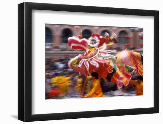 Chinese Dragon Dancing on New Year's Eve, Macau, China-Dallas and John Heaton-Framed Photographic Print