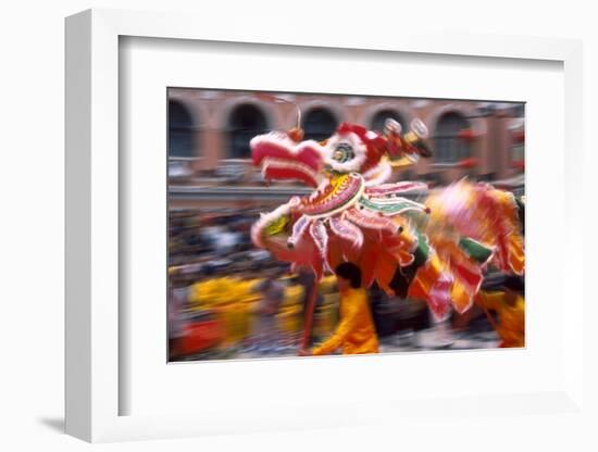 Chinese Dragon Dancing on New Year's Eve, Macau, China-Dallas and John Heaton-Framed Photographic Print