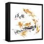Chinese Dragon Fish Ink Painting. Translation: Abundant Harvest Year After Year-yienkeat-Framed Stretched Canvas