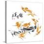 Chinese Dragon Fish Ink Painting. Translation: Abundant Harvest Year After Year-yienkeat-Stretched Canvas