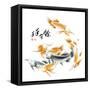 Chinese Dragon Fish Ink Painting. Translation: Abundant Harvest Year After Year-yienkeat-Framed Stretched Canvas