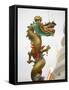 Chinese Dragon, Golden Mount, Wat Saket Temple, Bangkok, Thailand-Russell Young-Framed Stretched Canvas