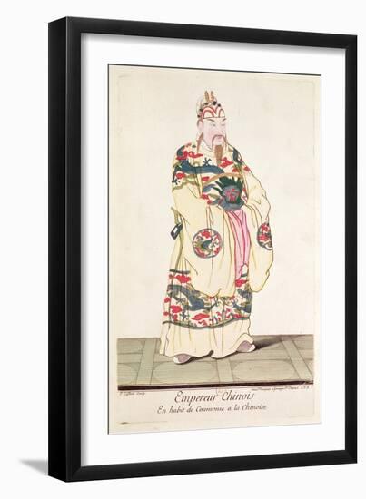 Chinese Emperor in Ceremonial Costume, from Estat Present de La Chine by Pere Bouvet, 1697-Pierre Giffart-Framed Giclee Print