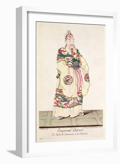 Chinese Emperor in Ceremonial Costume, from Estat Present de La Chine by Pere Bouvet, 1697-Pierre Giffart-Framed Giclee Print