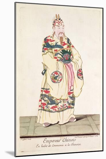 Chinese Emperor in Ceremonial Costume, from Estat Present de La Chine by Pere Bouvet, 1697-Pierre Giffart-Mounted Giclee Print