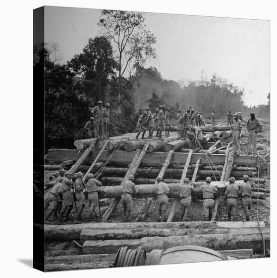 Chinese Engineers Construct a Wooden Bridge by Hand on the Ledo Road, Burma, July 1944-Bernard Hoffman-Stretched Canvas