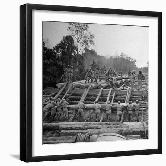 Chinese Engineers Construct a Wooden Bridge by Hand on the Ledo Road, Burma, July 1944-Bernard Hoffman-Framed Photographic Print