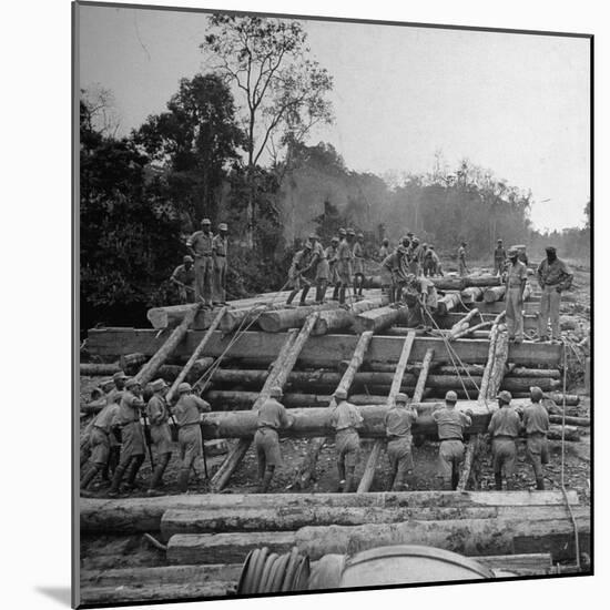 Chinese Engineers Construct a Wooden Bridge by Hand on the Ledo Road, Burma, July 1944-Bernard Hoffman-Mounted Photographic Print