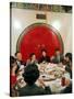 Chinese Family During Dinner at a Traditonally Decorated Restaurant-null-Stretched Canvas