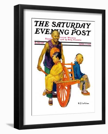 "Chinese Family," Saturday Evening Post Cover, April 2, 1927-Henry Soulen-Framed Giclee Print