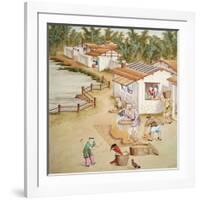 Chinese Farmers Sieving Rice-null-Framed Giclee Print