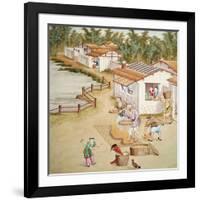 Chinese Farmers Sieving Rice-null-Framed Giclee Print