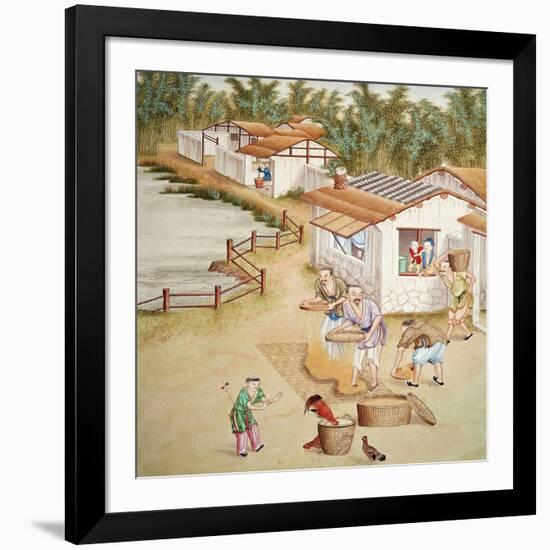 Chinese Farmers Sieving Rice-null-Framed Giclee Print