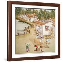 Chinese Farmers Sieving Rice-null-Framed Giclee Print