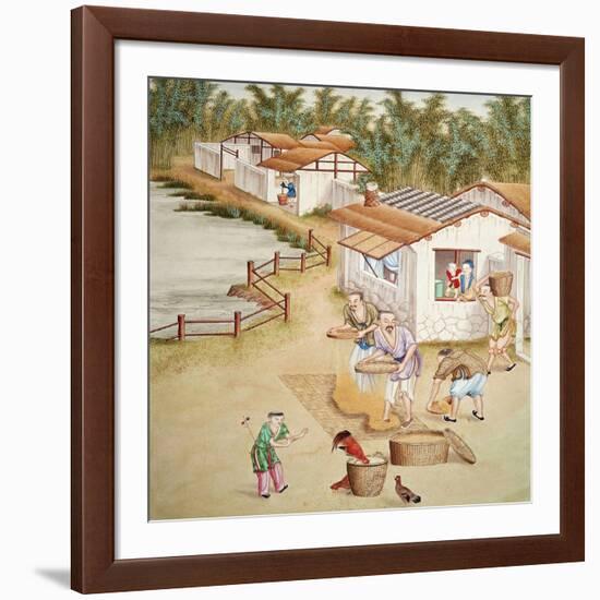 Chinese Farmers Sieving Rice-null-Framed Giclee Print