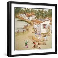 Chinese Farmers Sieving Rice-null-Framed Giclee Print