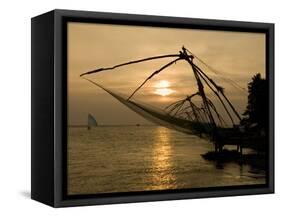 Chinese Fishing Nets at Sunset, Kochi (Cochin), Kerala, India, Asia-Stuart Black-Framed Stretched Canvas