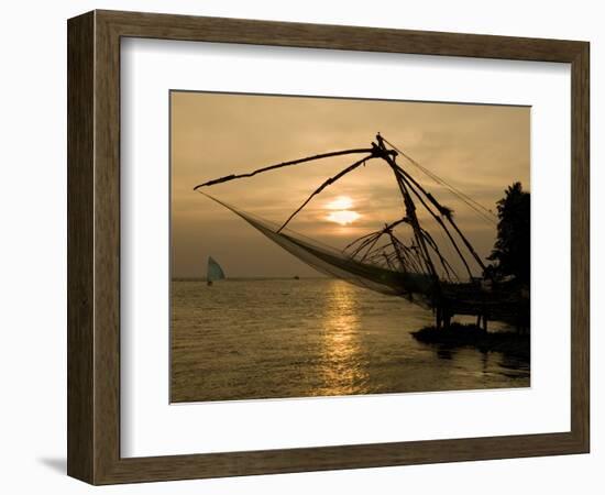 Chinese Fishing Nets at Sunset, Kochi (Cochin), Kerala, India, Asia-Stuart Black-Framed Photographic Print