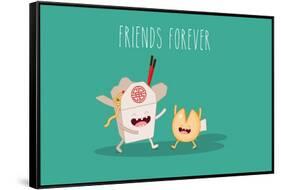 Chinese Food Box and Fortune Cookies. Vector Cartoon. Friends Forever.-Serbinka-Framed Stretched Canvas