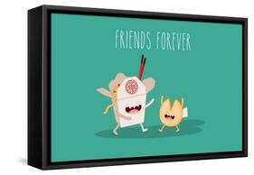 Chinese Food Box and Fortune Cookies. Vector Cartoon. Friends Forever.-Serbinka-Framed Stretched Canvas