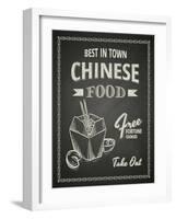 Chinese Food Poster on Black Chalkboard-hoverfly-Framed Art Print