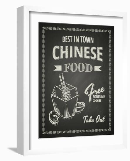 Chinese Food Poster on Black Chalkboard-hoverfly-Framed Art Print