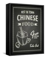 Chinese Food Poster on Black Chalkboard-hoverfly-Framed Stretched Canvas