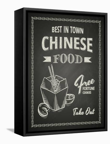 Chinese Food Poster on Black Chalkboard-hoverfly-Framed Stretched Canvas