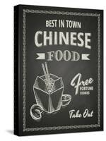 Chinese Food Poster on Black Chalkboard-hoverfly-Stretched Canvas