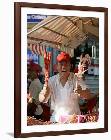 Chinese Food, Wangfujing Snack Road, Wangfujing Dajie Shopping District, Beijing, China-Angelo Cavalli-Framed Photographic Print