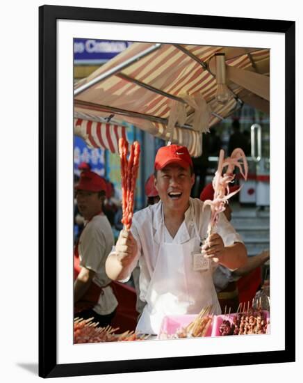 Chinese Food, Wangfujing Snack Road, Wangfujing Dajie Shopping District, Beijing, China-Angelo Cavalli-Framed Photographic Print