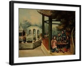 Chinese Garden Scenes with Ladies Taking Tea, Chinese School, Mid 19th Century-Wu Changshuo-Framed Giclee Print